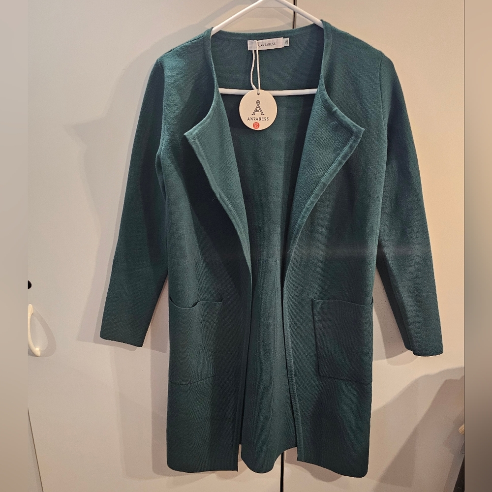 Teal Open Front Cardigan